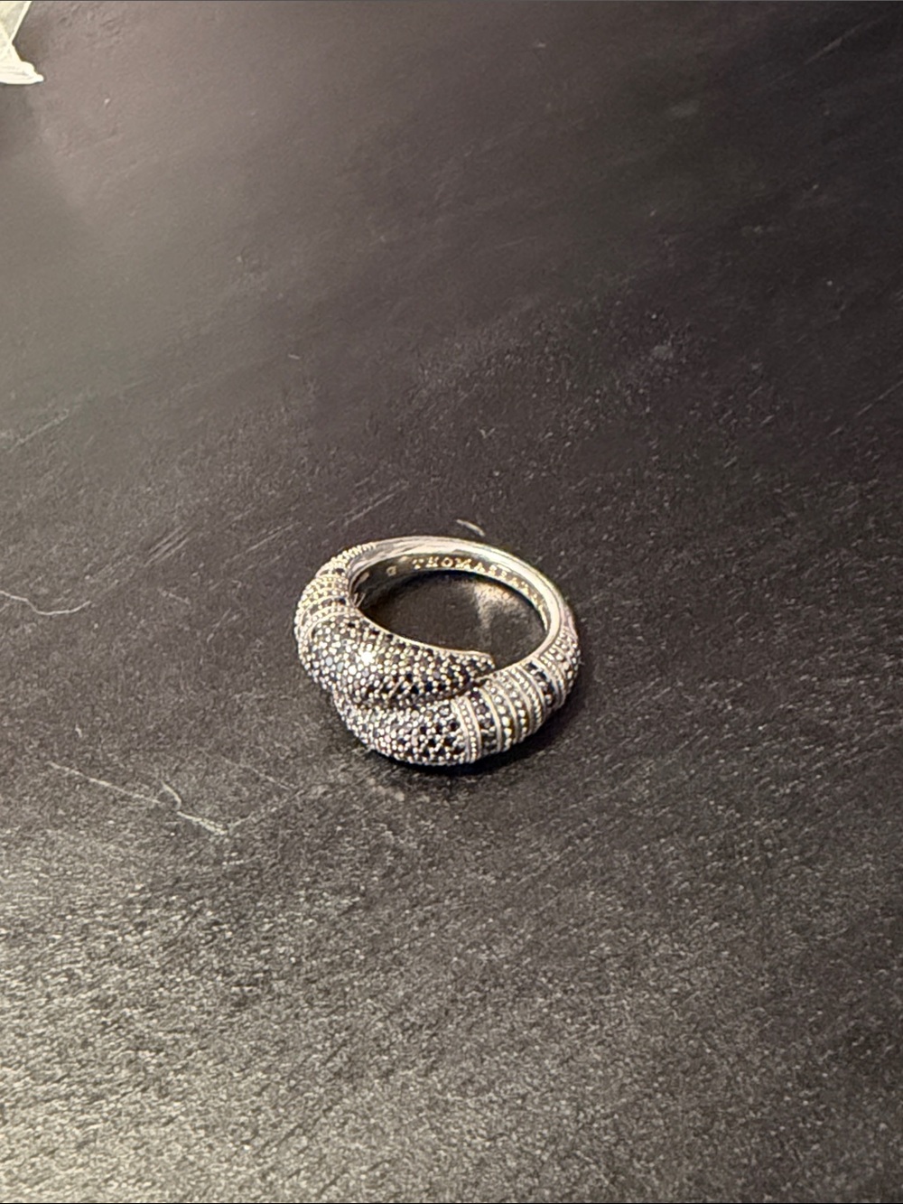 Thomas Sabo Silver Pavé Knot Ring with Textured Bands